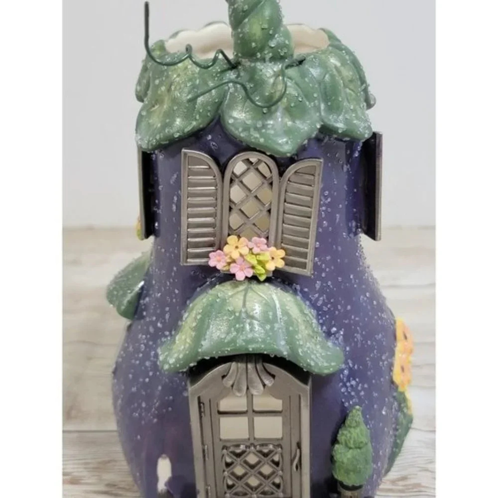 PartyLite Ceramic Cottage Eggplant Villa Tealight Votive Candle Holder‎ #2